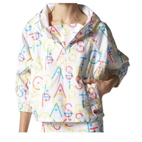 ADIDAS Stellasport WINDBREAKER Sport AOP Hooded JACKET S87217 Zest Multi ( M ) - Picture 2 of 4